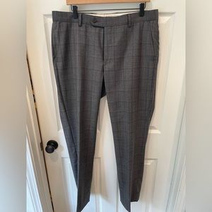 Saks Fifth Ave 100% wool dress slacks, size 35, charcoal grey windowpane